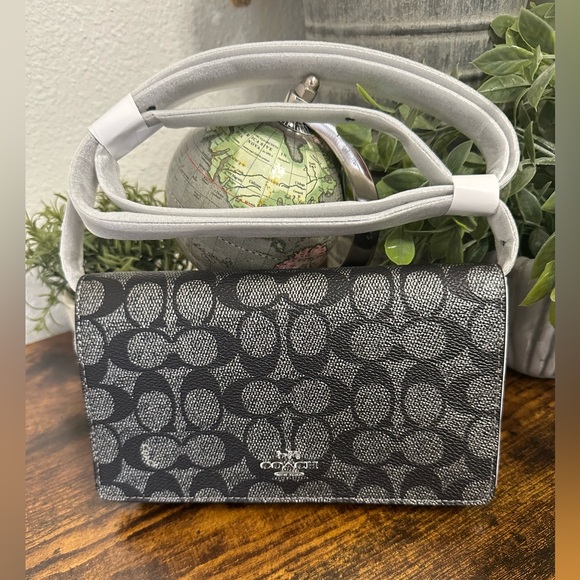 Coach Handbags - Coach Anna Foldover Clutch Crossbody Bag Signature Canvas